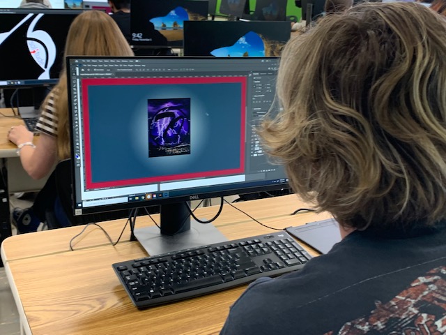 Student building designing Adobe Photoshop